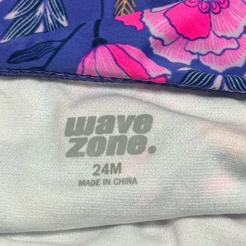 Wave Zone Toddler Floral Kids Swim Set Purple Blue Pink Two Piece Size 24M